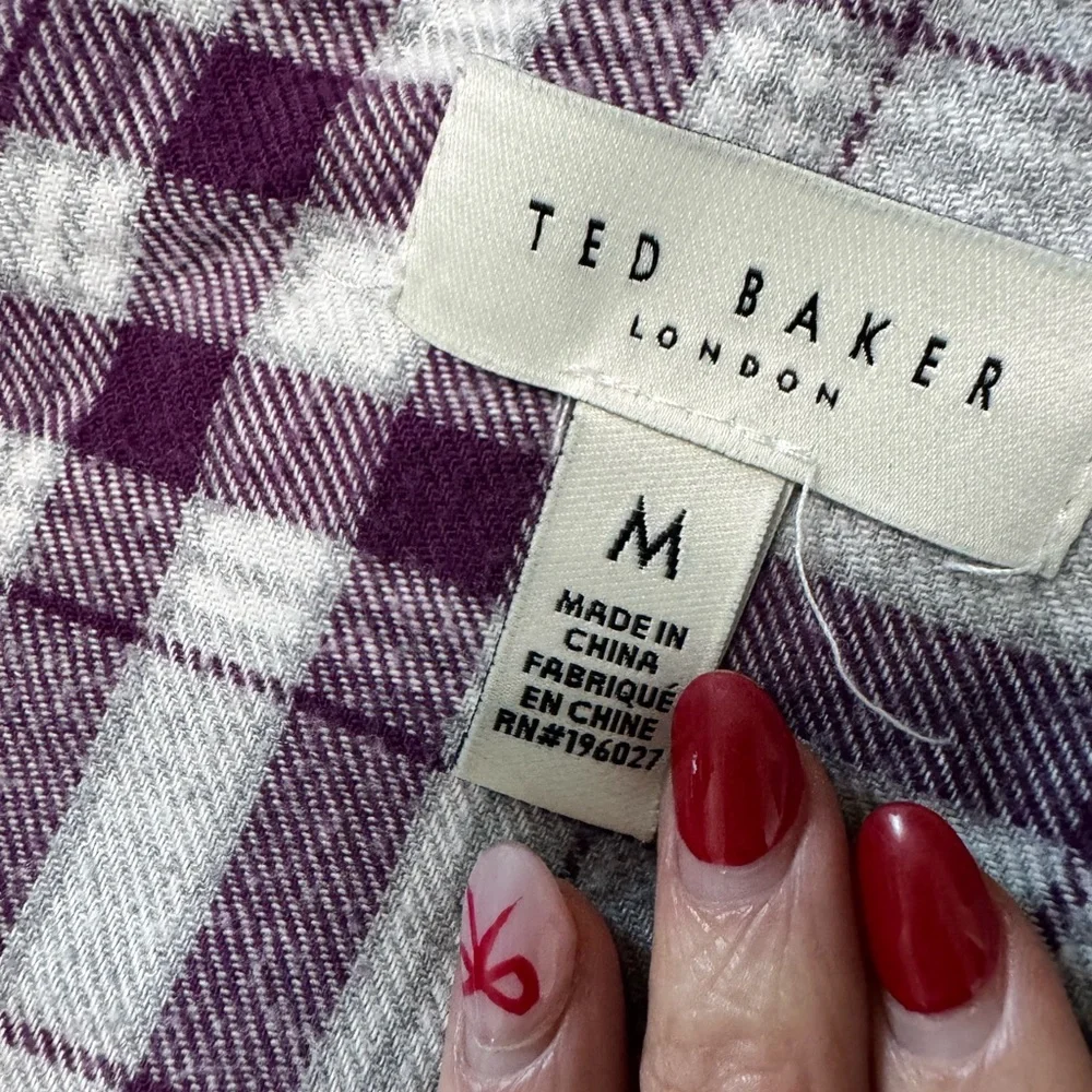 TED BAKER Flannel Night Shirt Plaid Button-Up Shirt Dress
